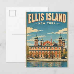 Vintage Ellis Island New York Reise Geschenke Postkarte