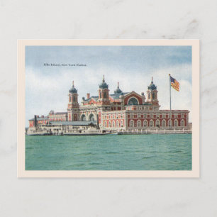Vintage Ellis Island, New Yorker Hafen Postkarte