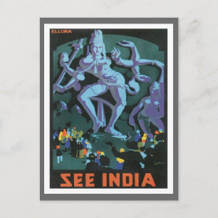 Vintage Ellora-Höhlen Indien Postkarte