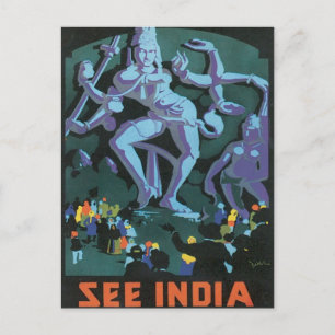 Vintage Ellora-Höhlen Indien Postkarte