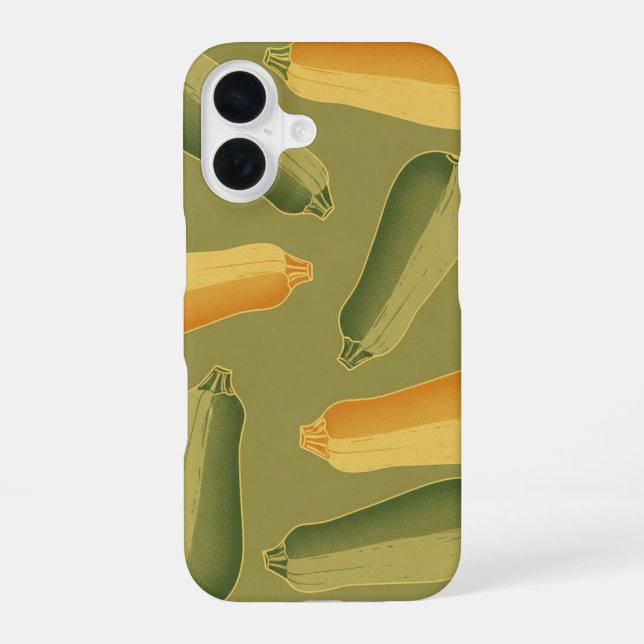 Vintage Elongated Zucchini Pattern iPhone 16 Hülle (Rückseite)