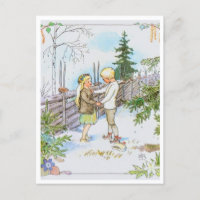 Vintage Elsa Beskow Schneekarte Postkarte