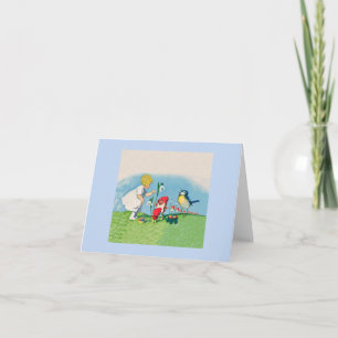 Vintage Elves Bird Ostereier Feiertagskarte