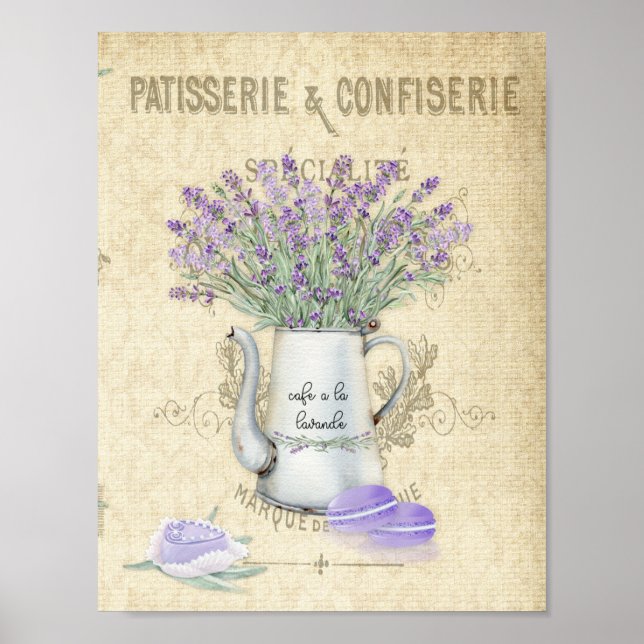 Vintage-Emaille-Topf Französischer Lavendel Poster (Vorne)