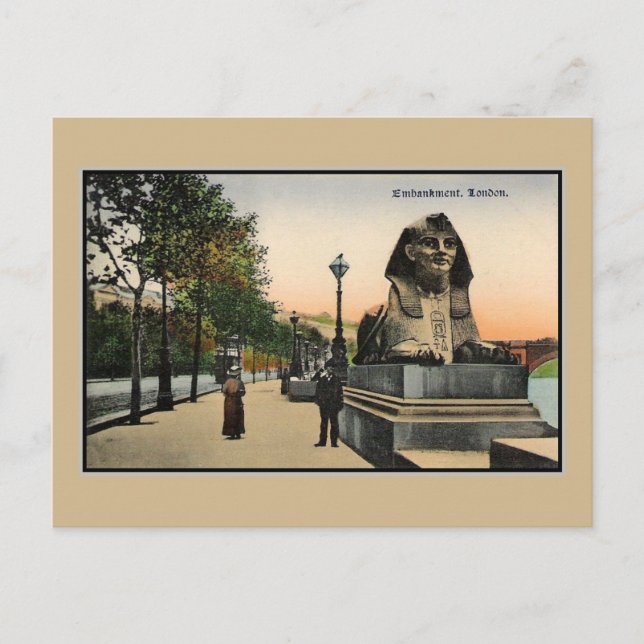 Vintage Embankensphinx Themse Postkarte (Vorderseite)