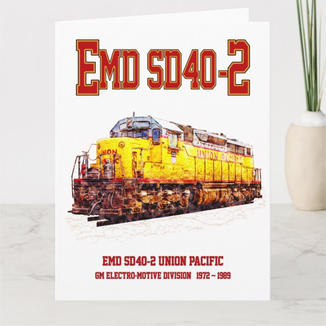 Vintage EMD SD40-2 Diesellokomotive. Dankeskarte (Vorderseite)