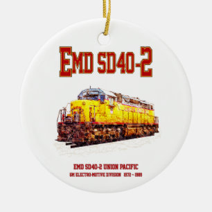 Vintage EMD SD40-2 Diesellokomotive Keramik Ornament