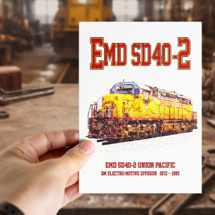 Vintage EMD SD40-2 Diesellokomotive. Postkarte