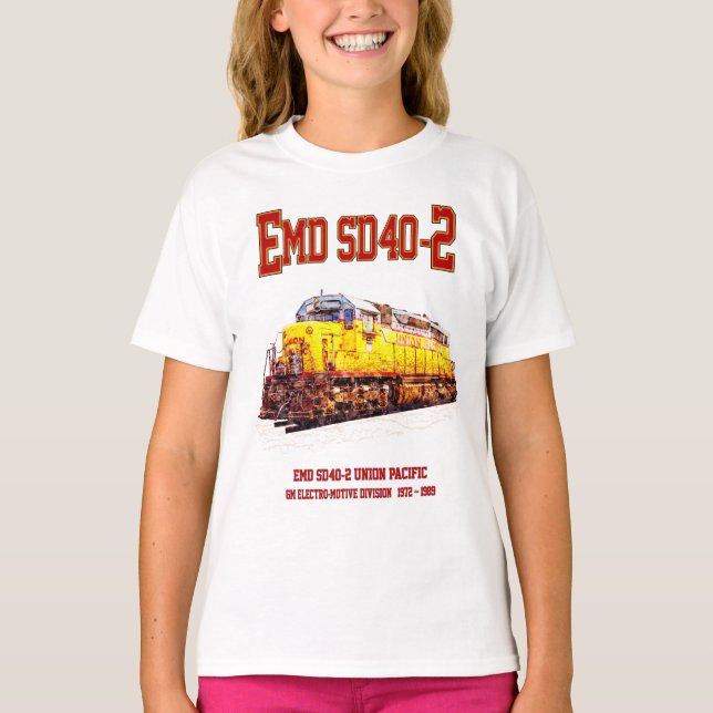 Vintage EMD SD40-2 Diesellokomotive. T-Shirt (Vorderseite)
