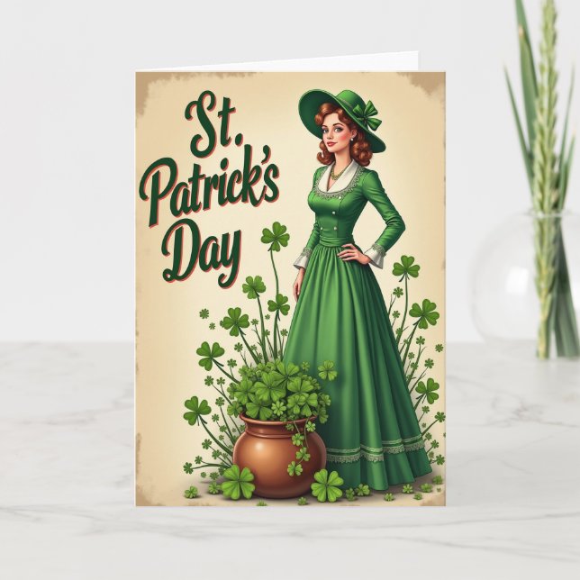 Vintage Emerald St Patricks Day Card Karte (Vorderseite)