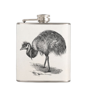 Vintage-Emu-Vogel-Illustration Vorlage Australien Flachmann