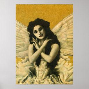 Vintage-Engel auf Gold-Druck Poster
