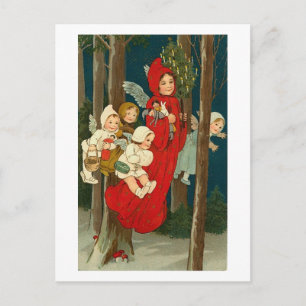 Vintage Engel bei der Nachtkarte Postkarte