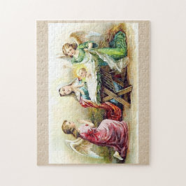 Vintage Engel, die Baby Jesus und Mary umgeben Puzzle