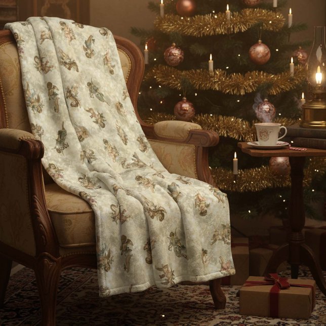 Vintage Engel Glittering Gold ID136 Fleecedecke (Von Creator hochgeladen)