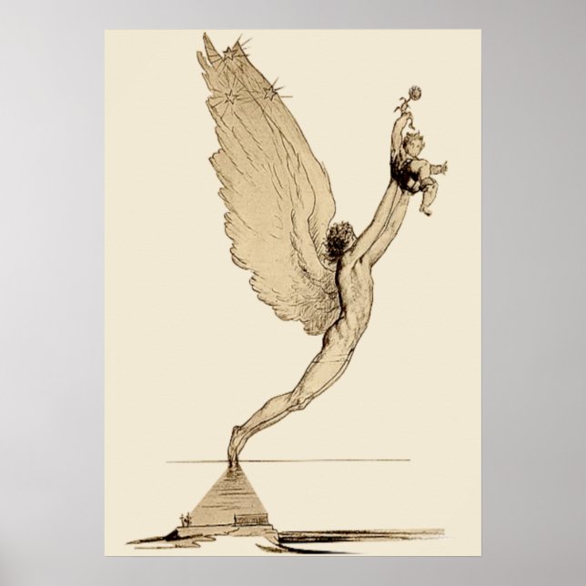 Vintage-Engel-Illustrationsposter Poster (Vorne)