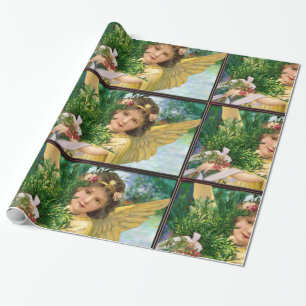 Vintage Engel im Schnee Weihnachten Geschenkpapier
