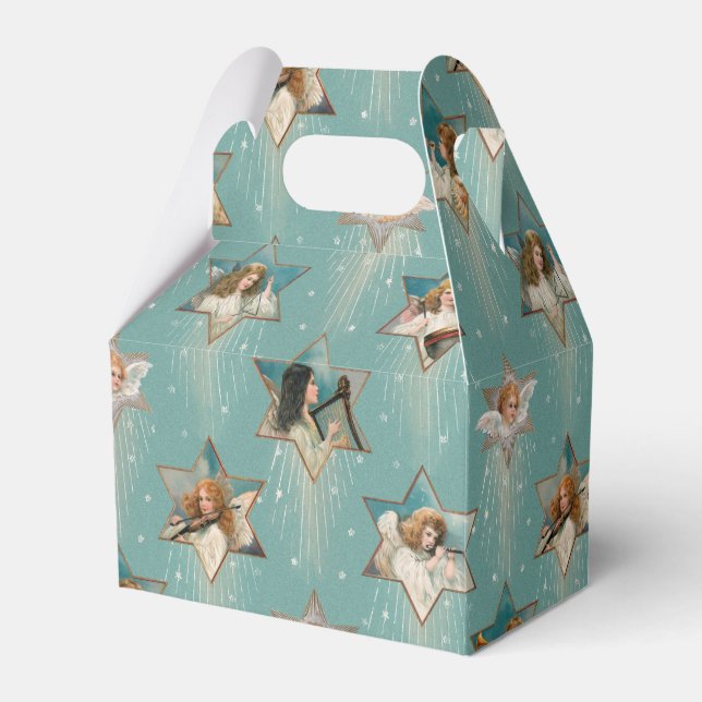 Vintage Engel in Sternen mit Musikinstrumenten Geschenkschachtel (Vorderseite)