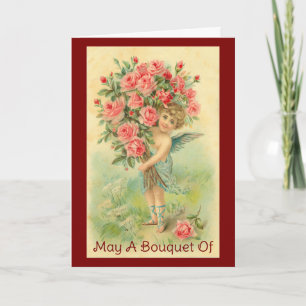 Vintage Engel mit Rosen Valentinstagskarte Karte