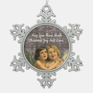 Vintage Engel Schneeflocken Zinn-Ornament
