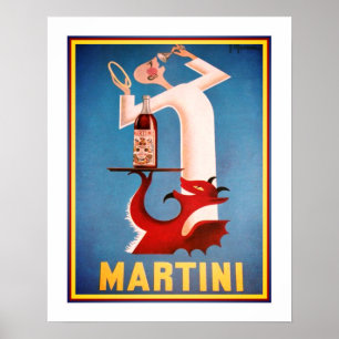 Vintage Engel/Teufel Martini Werbeplakat Poster