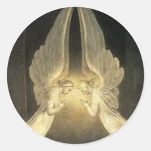 Vintage Engel über Jesus Christus Runder Aufkleber