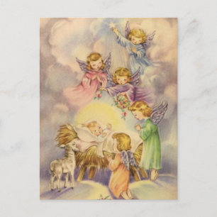 Vintage-Engel um das Jesuskind Postkarte