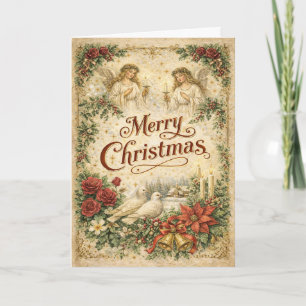Vintage Engel und Taube Frohe Weihnachten