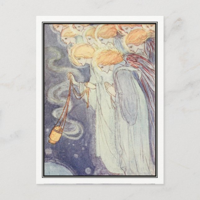 Vintage Engel von Florence Harrison Postkarte (Vorderseite)