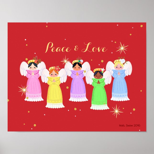 Vintage Engel Weihnachten Kunstdrucke Poster (Vorne)
