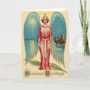 Vintage-Engel-Weihnachtskarte Feiertagskarte