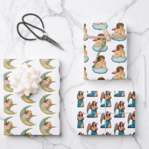 Vintage-Engel-Weihnachtsmuster Geschenkpapier Set
