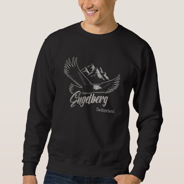 Vintage Engelberg Switzerland Mountains Eagle Sweatshirt (Vorderseite)