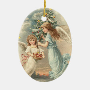 Vintage Engels-Weihnachtsverzierung Keramikornament
