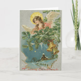 Vintage Engelsglocken Weihnachtsgrußkarte Feiertagskarte