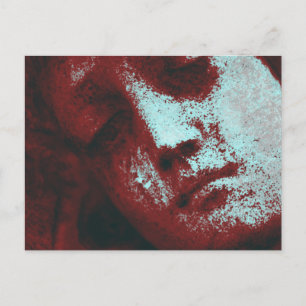Vintage Engelsstatue Gesicht Grunge Postkarte. Postkarte