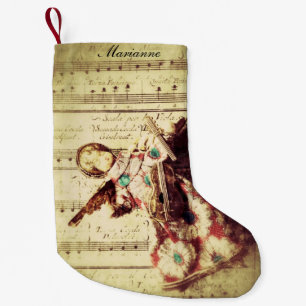 Vintage Engelsverzierung auf Musik Kleiner Weihnachtsstrumpf