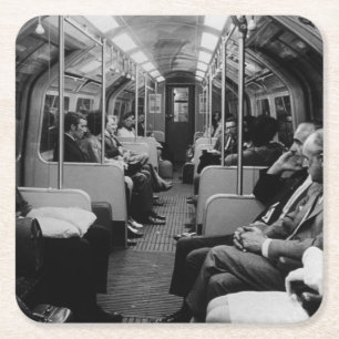 Vintage England London Eisenbahn Innenansicht des  Rechteckiger Pappuntersetzer
