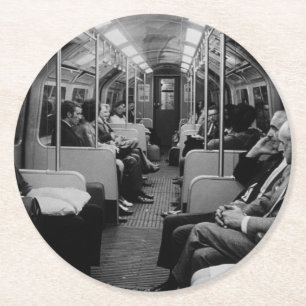 Vintage England London Eisenbahn Innenansicht des Runder Pappuntersetzer