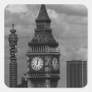 Vintage England London Postamt-Turm Big Ben Quadratischer Aufkleber