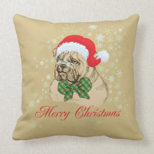 Vintage-Englisch-Bulldogge-Weihnachts-Kissenhülle Kissen