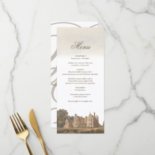 Vintage-Englisch-Manor-Chateau-Villa-Hochzeit Menükarte
