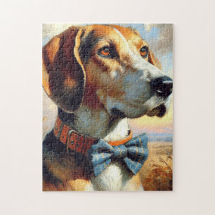Vintage englische Foxhound-Malerei Puzzle