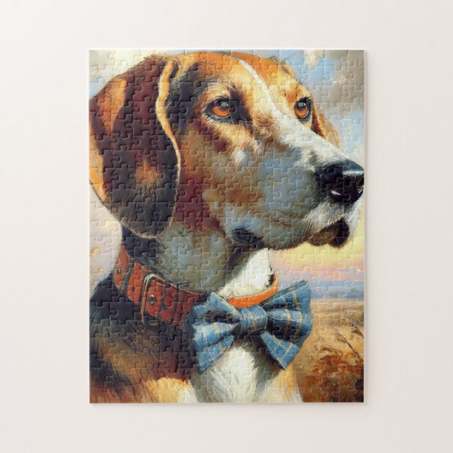 Vintage englische Foxhound-Malerei Puzzle (Vertikal)