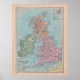 Vintage englische Landkarte Poster