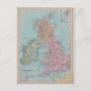 Vintage englische Landkarte Postkarte