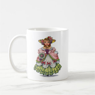 Vintage-englische Mädchen in elisabethanischer Kle Kaffeetasse