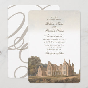 Vintage englische Manor Chateau Villa Hochzeit Einladung