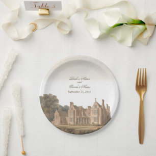 Vintage-Englische-Manor-Chateau-Villa-Hochzeit Pappteller
