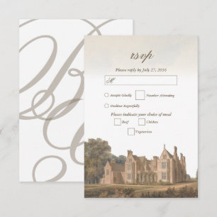Vintage englische Manor Chateau Villa Hochzeit RSVP Karte